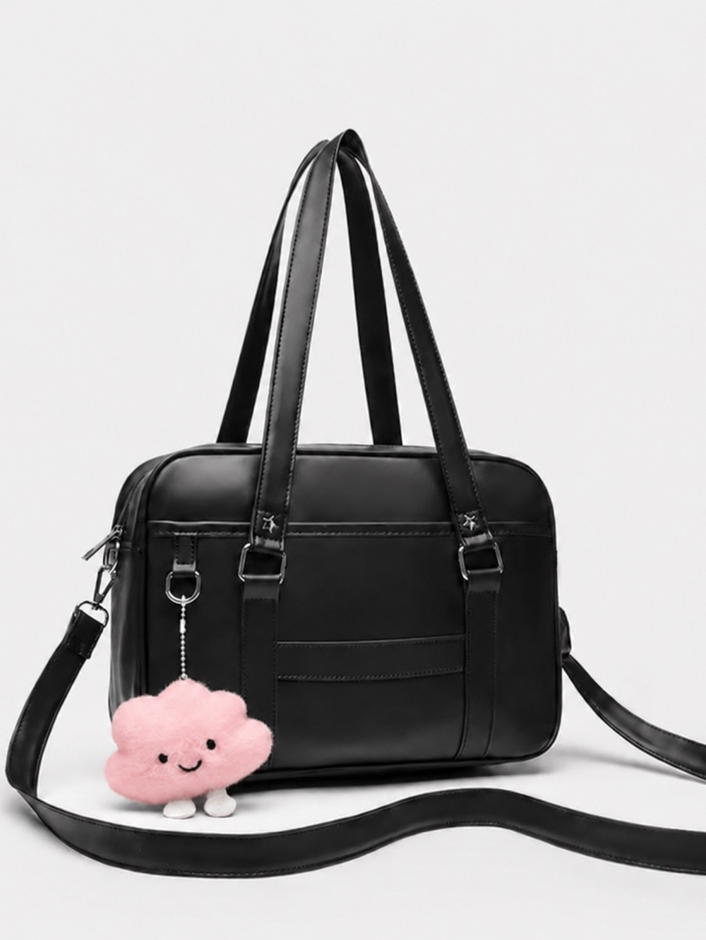 Anime school girl bag satchel with adjustable strap and Pink cloud plushie